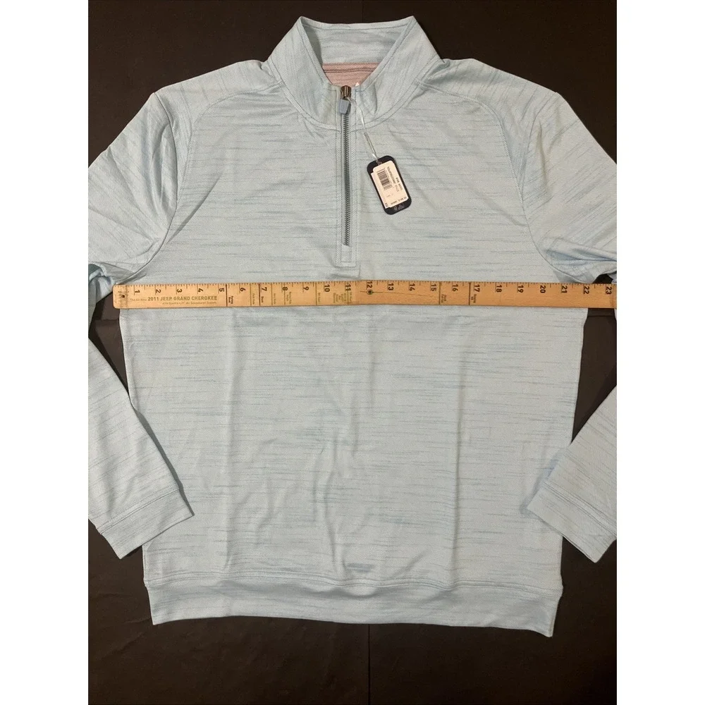 Johnnie-O Apex 1/4 Zip Active Pullover Mens Medium Baja Blue Heather NWT $148 - Picture 9 of 11